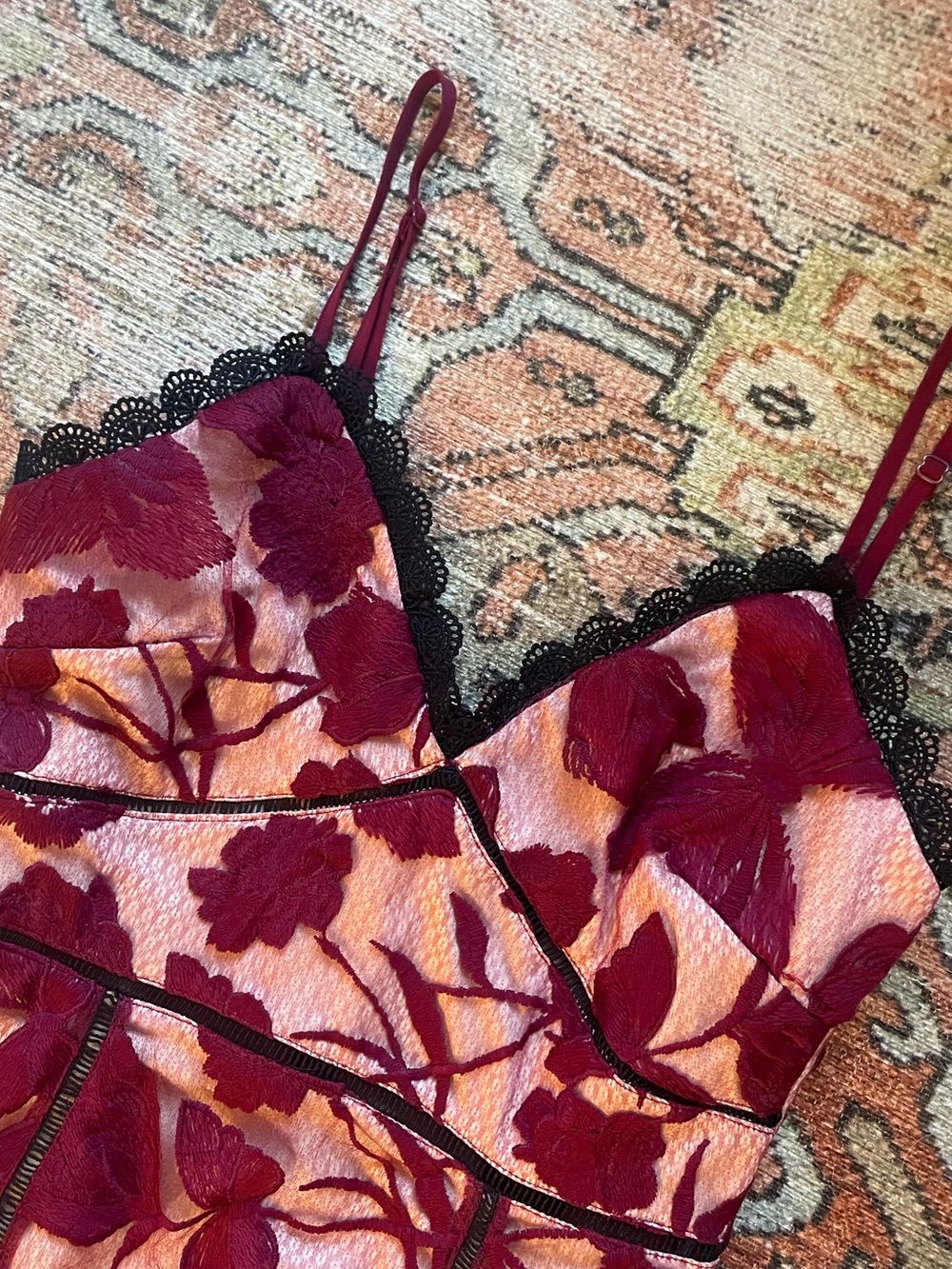Lulus Burgundy Floral Lace Mermaid Dress - Picture 2 of 6